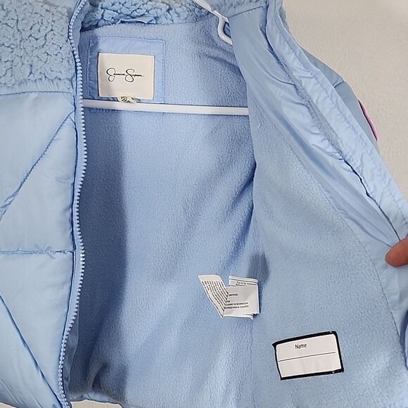 Jessica Simpson baby girl blue soft faux fur lined coat size 24 months NWT - Picture 7 of 11